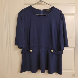 Eloquii Sze 18 Blue Peplum Top